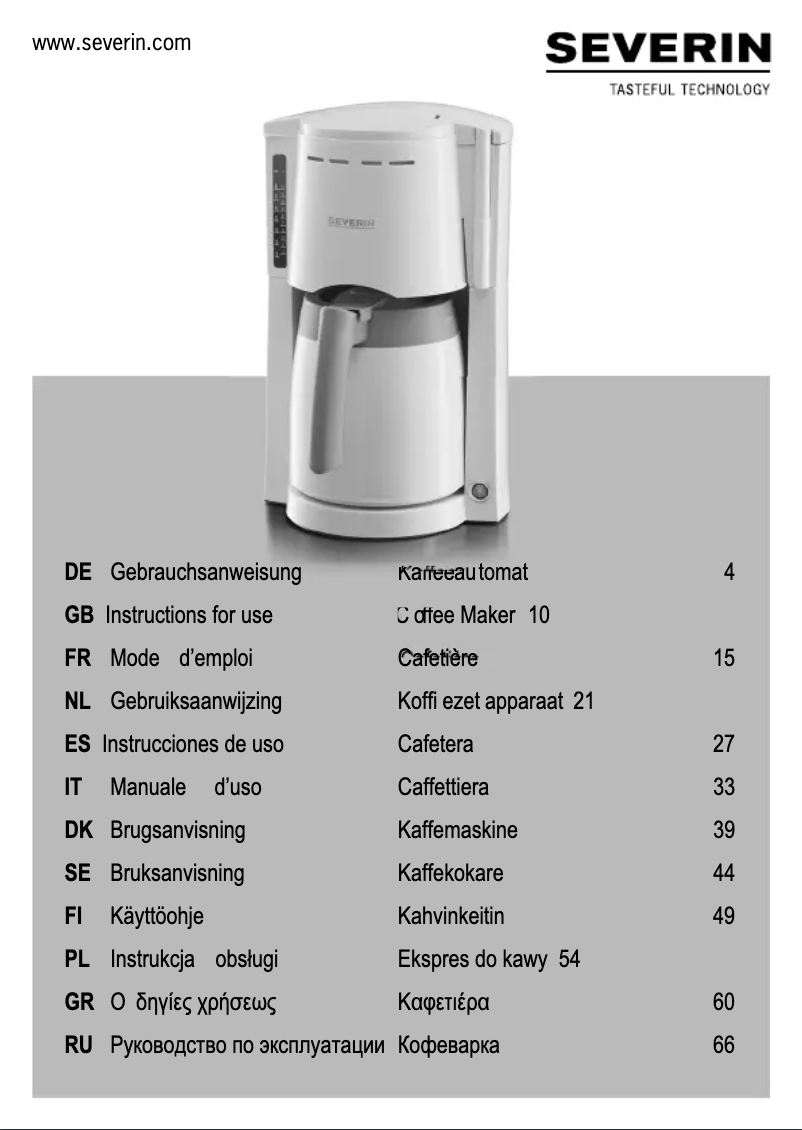 Page 1 of the manual User Manual Severin KA 9236