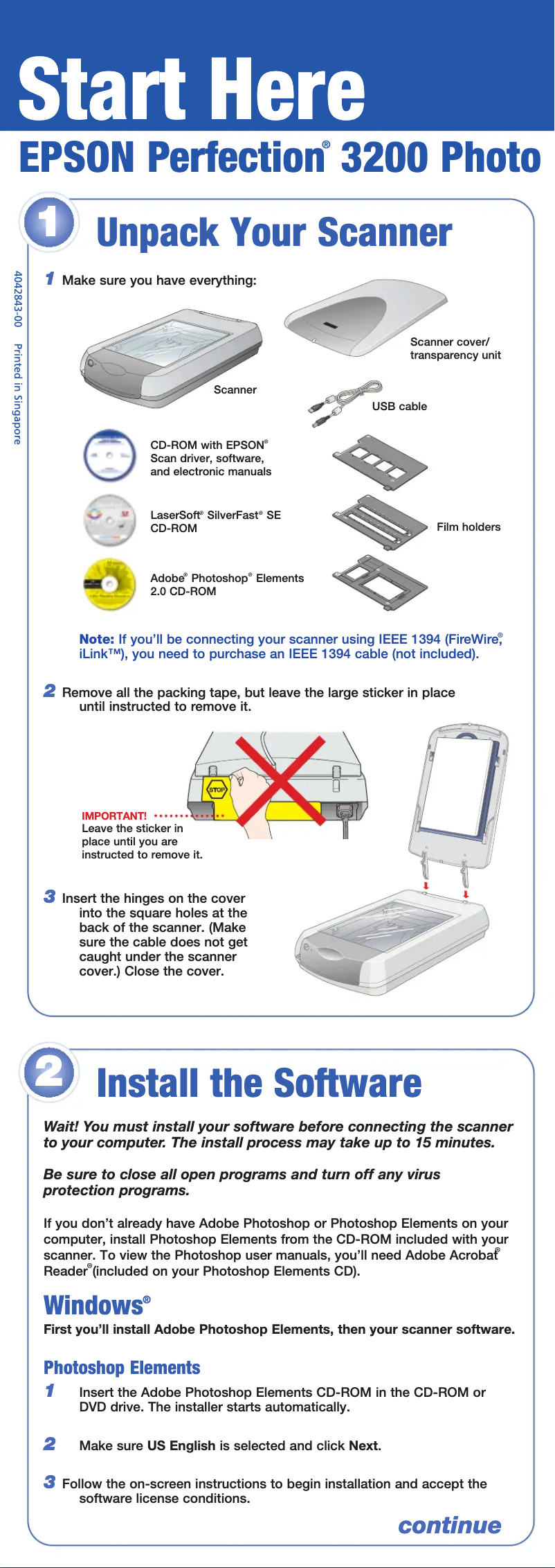 First page image of the manual for Perfection 3200 Photo