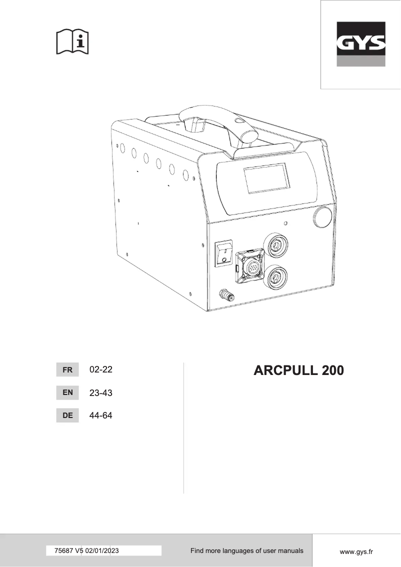 First page image of the manual for Gyspot Arcpull 200