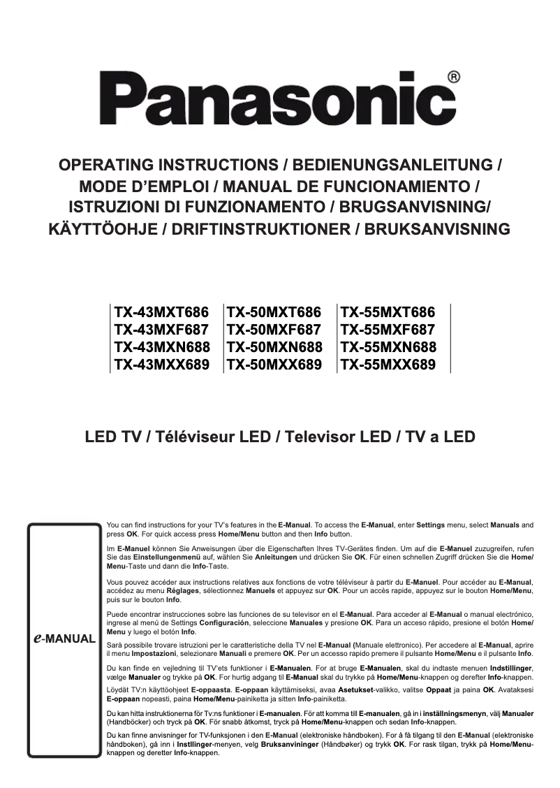 First page image of the manual for TX-55MXX689