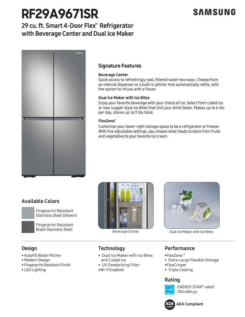 Page 1 of the manual Technical Sheet Samsung RF29A9671SR