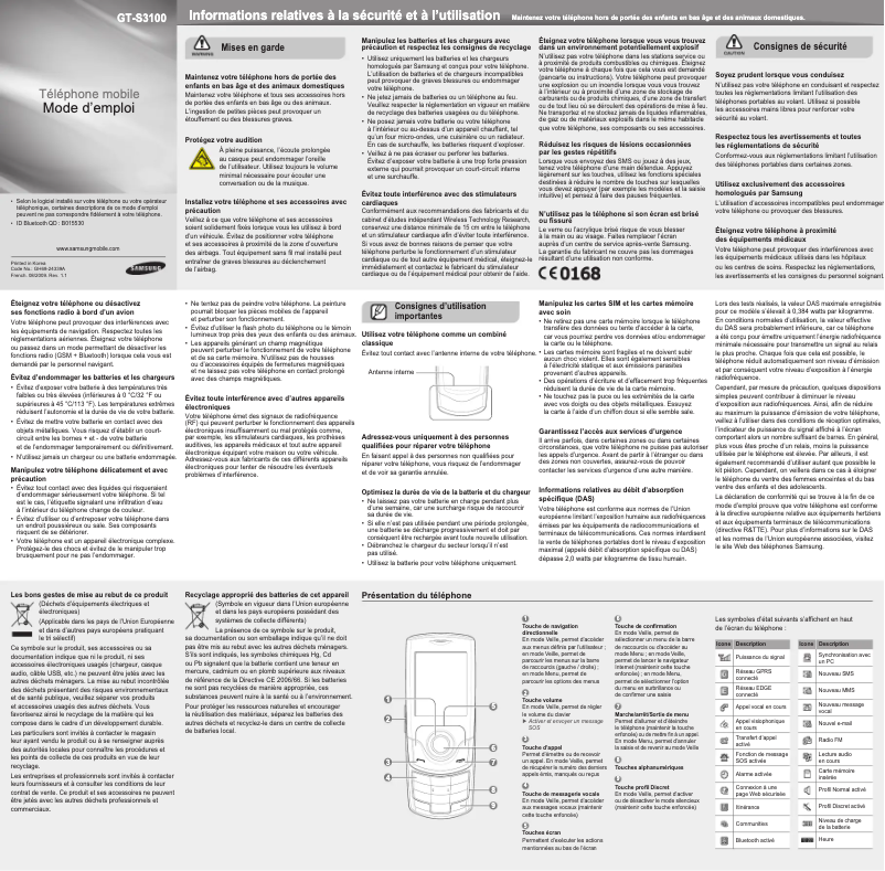 First page image of the manual for GT-S3100