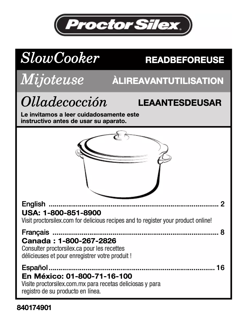 Page 1 of the manual User Manual Proctor Silex 33111Y