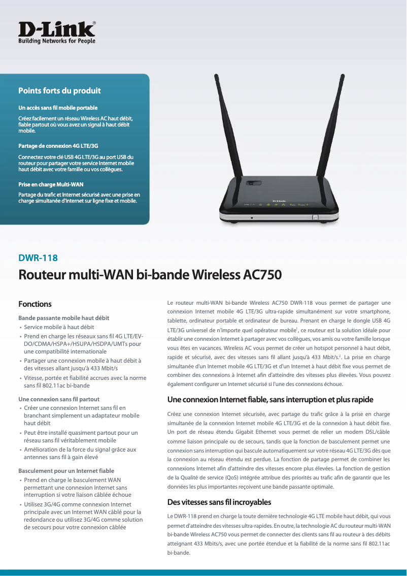 Image de la première page du manuel de l'appareil DWR-118