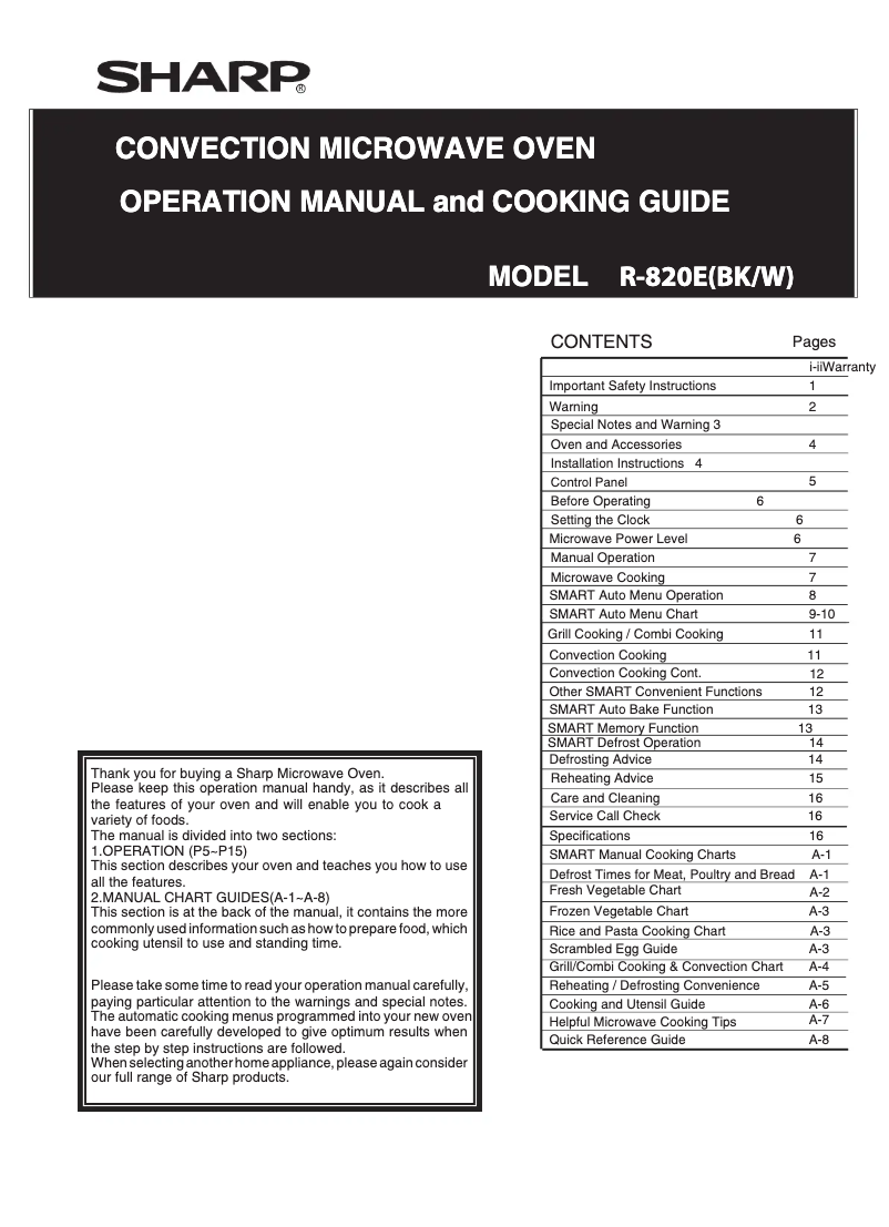 First page image of the manual for R-820E
