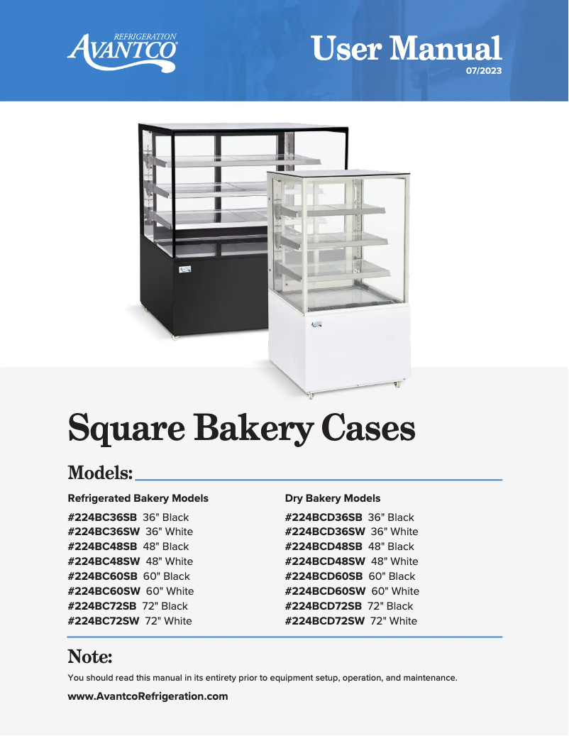 Page 1 of the manual User Manual Avantco BCD-36-SW