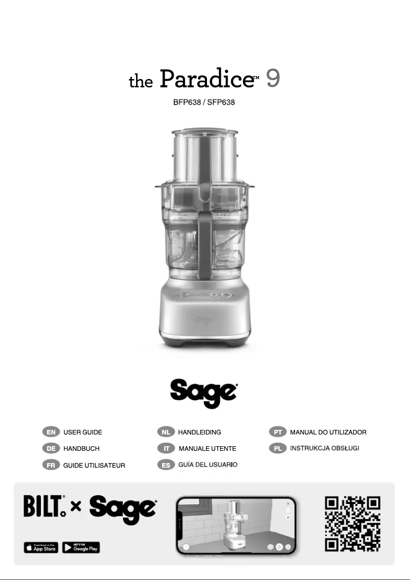 Page 1 of the manual User Manual Sage the Paradice 9 SFP638