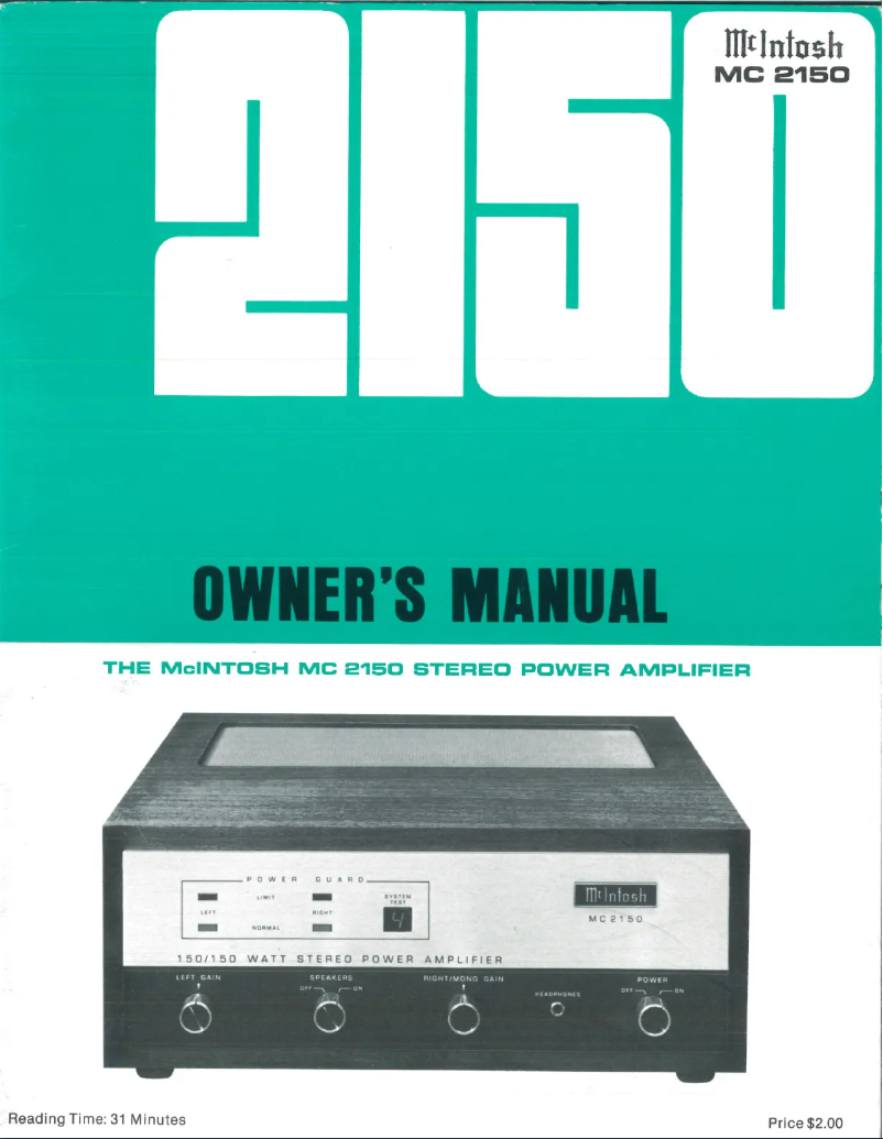 First page image of the manual for MC-2150