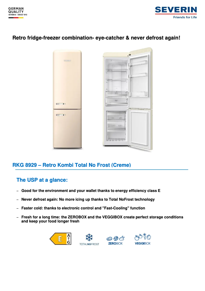 Page 1 of the manual Technical Sheet Severin RKG 8929