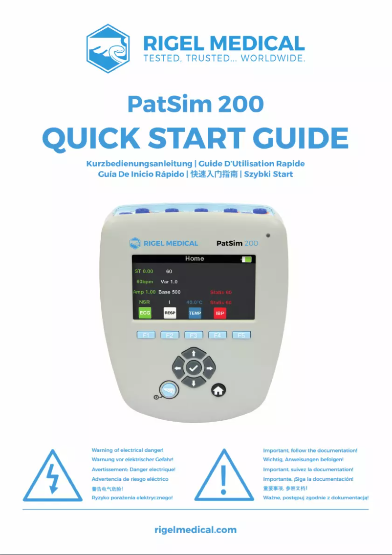 First page image of the manual for PatSim 200