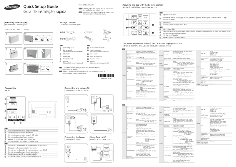 Page 1 of the manual Installation Guide Samsung SyncMaster ED40C