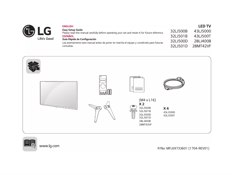 First page image of the manual for 32LJ501D