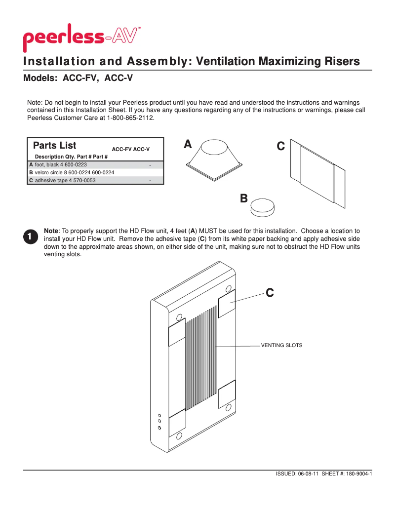 Page 1 of the manual User Manual Peerless-AV ACC-FV