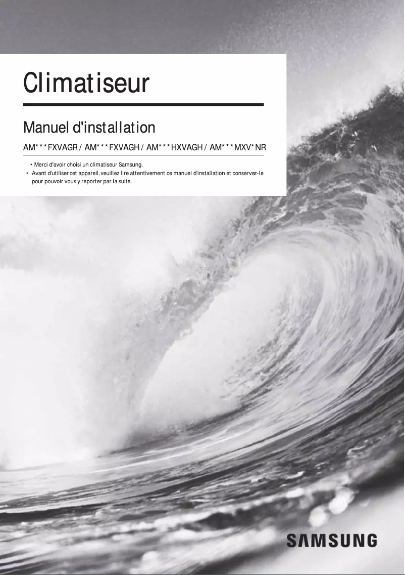 Page 1 of the manual Installation Guide Samsung AM160FXVAGR