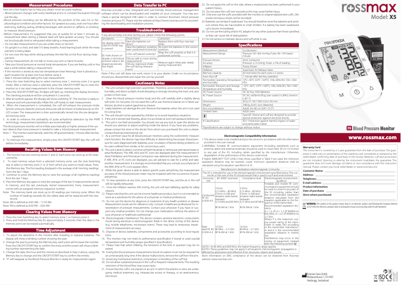 Page 1 of the manual User Manual Rossmax X5