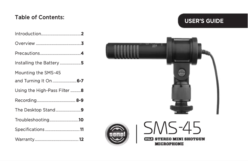 First page image of the manual for SMS-45