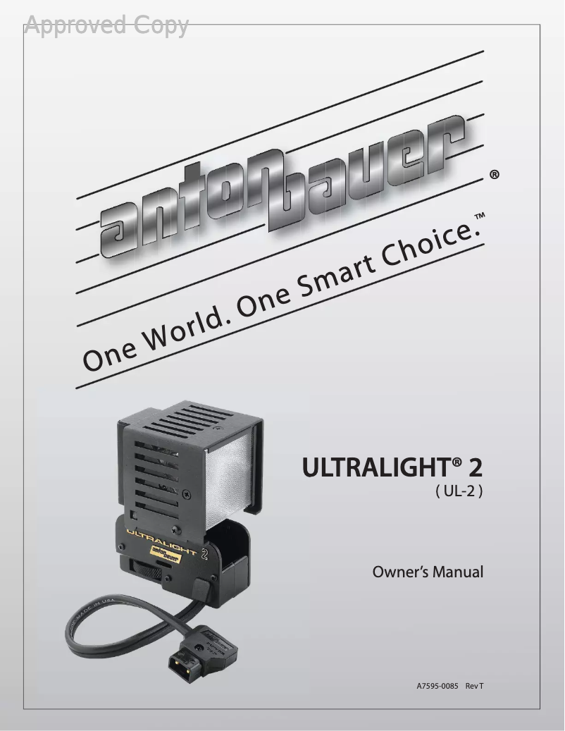 Page 1 of the manual User Manual Anton/Bauer Ultralight 2