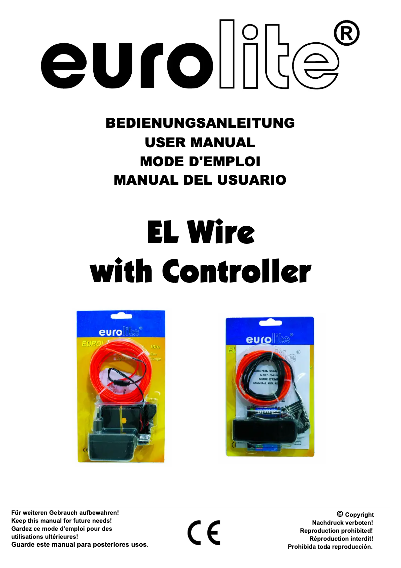 First page image of the manual for EL Wire