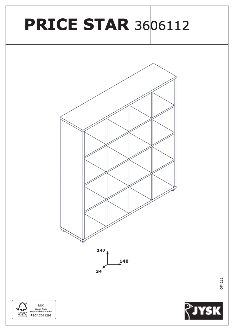 Page 1 of the manual User Manual JYSK Haldager (141x147x34)