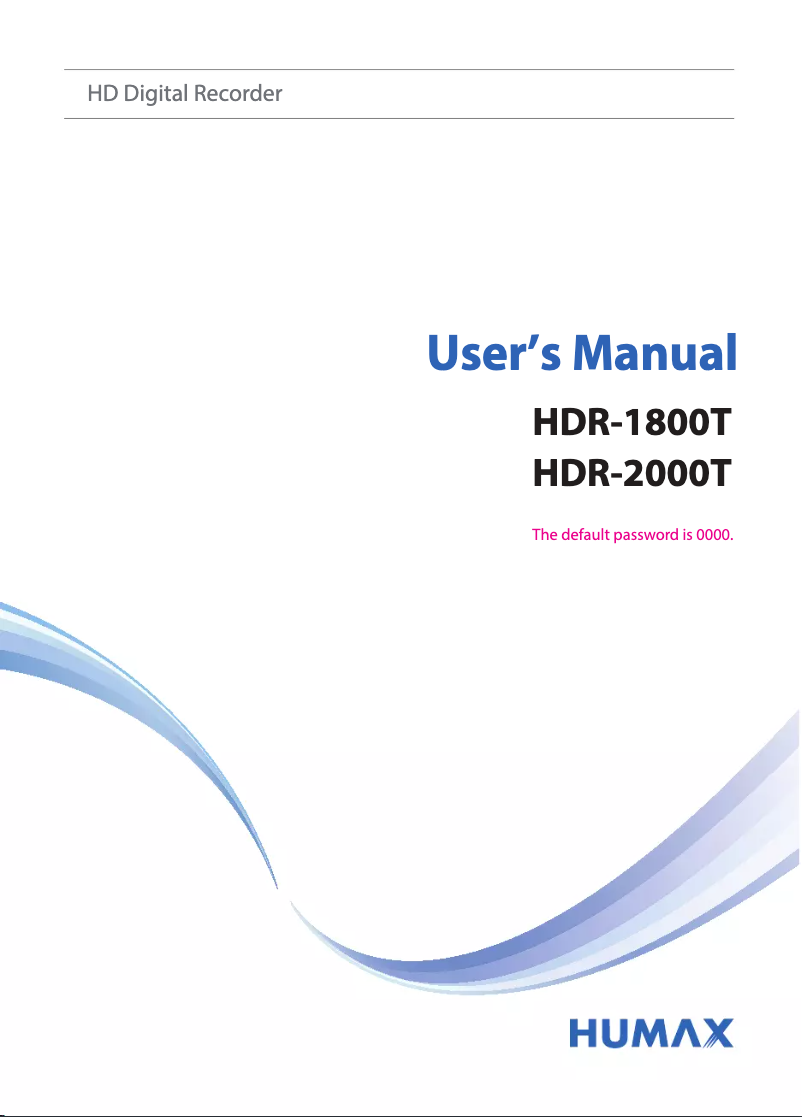 Page 1 of the manual User Manual Humax HDR-1800T