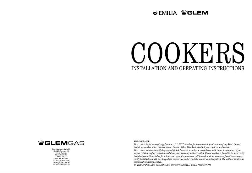 Page 1 of the manual User Manual Glem Gas IT965PROEI2