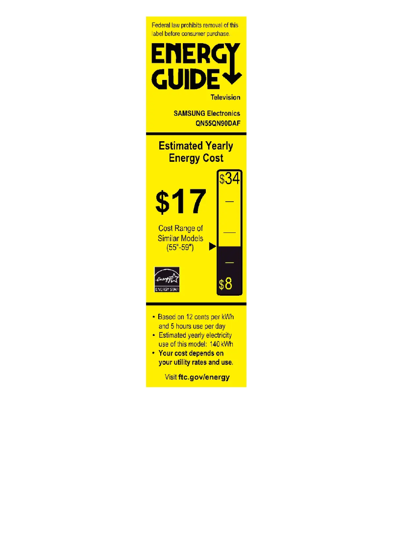 Page 1 of the manual Energy Label Samsung QN55QN90DAF