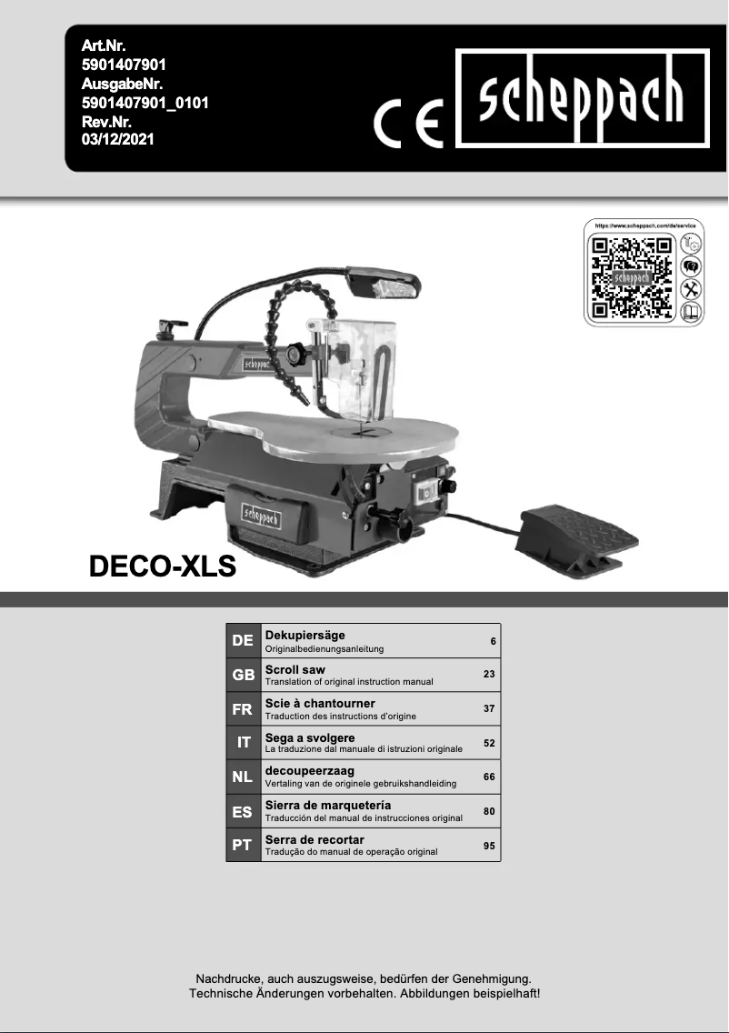 Page 1 of the manual User Manual Scheppach DECO-XLS