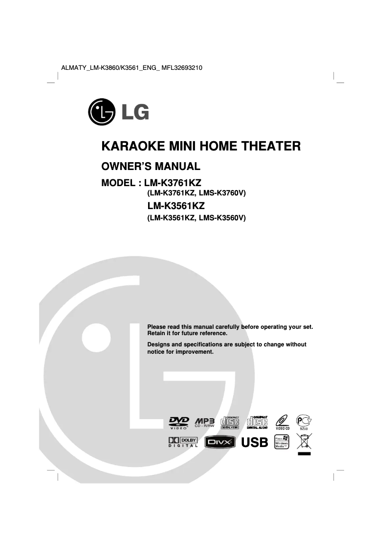 Page 1 of the manual User Manual LG LM-K3561X
