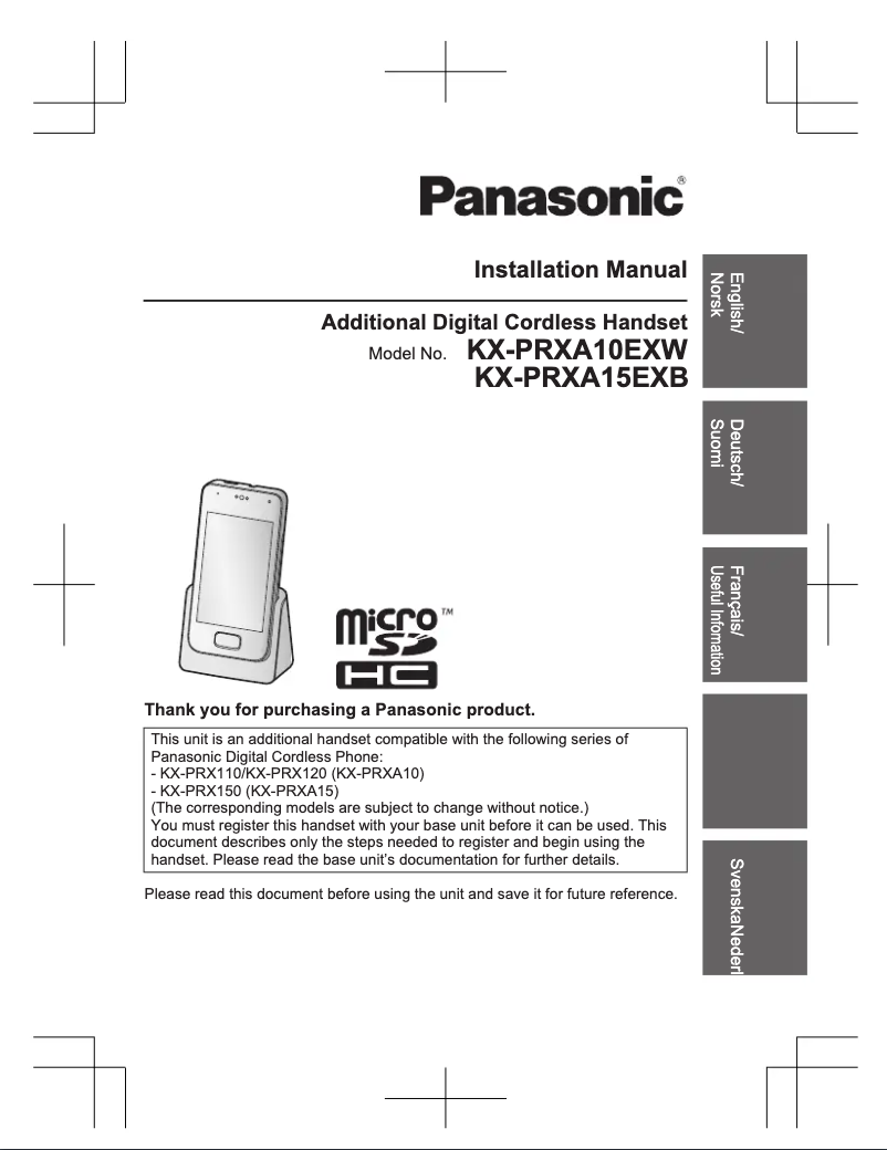 Page 1 of the manual User Manual Panasonic KX-PRXA10EX