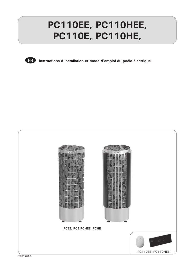 Page 1 of the manual User Manual Harvia Cilindro PC110HEE HPC1104HEE