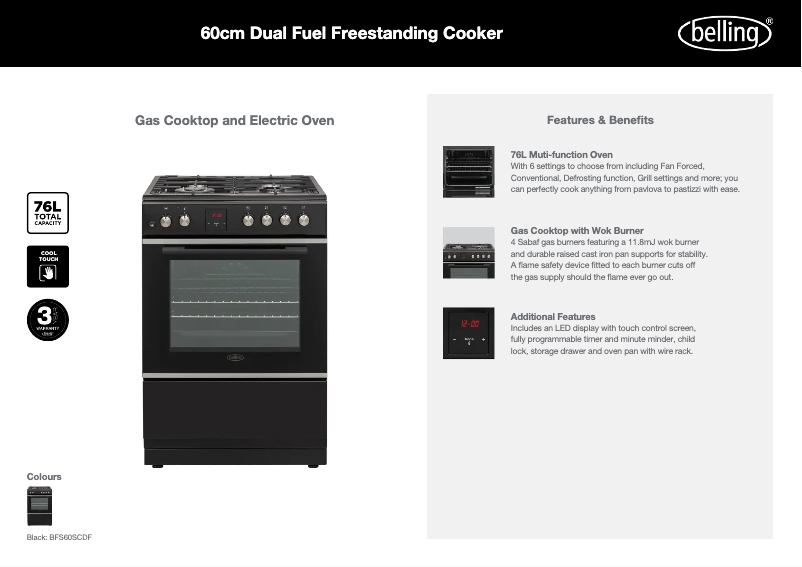 First page image of the manual for BFS60SCDF