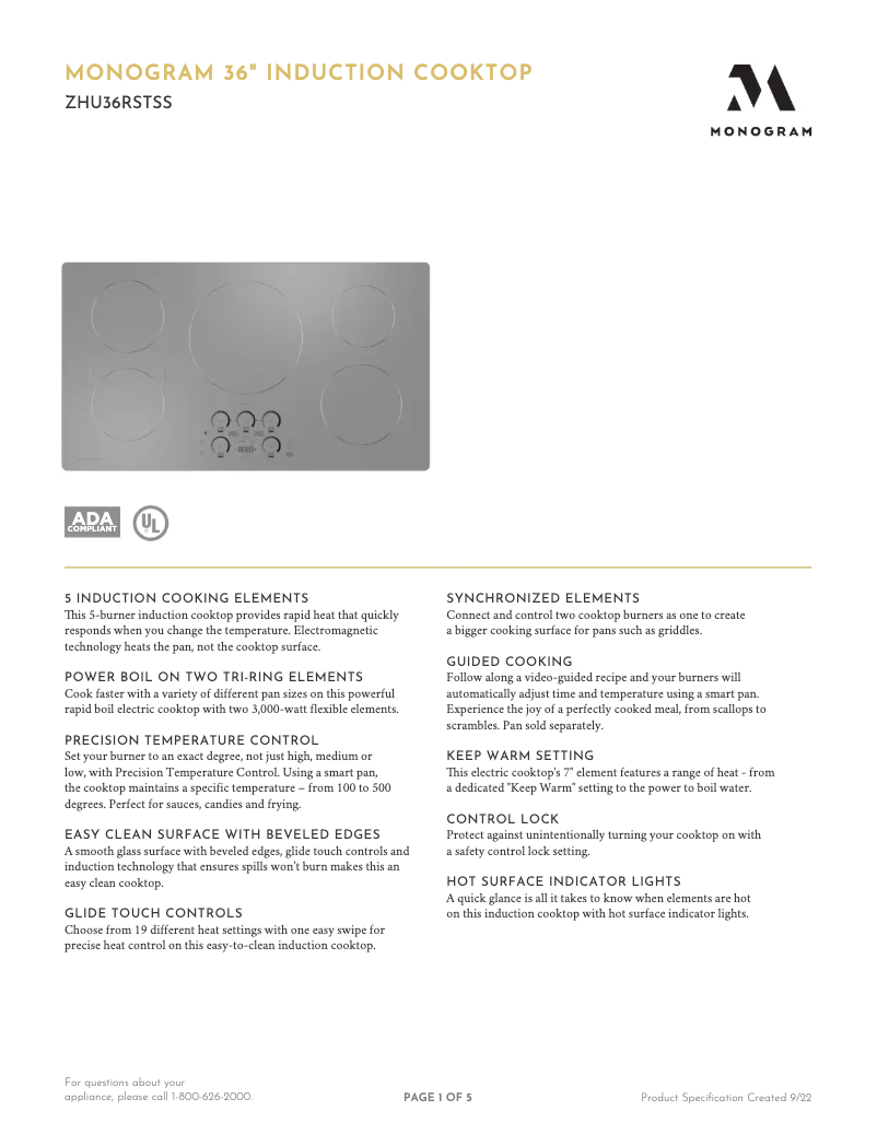 First page image of the manual for ZHU36RSTSS