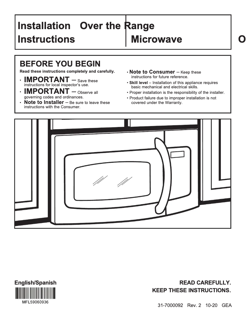Page 1 of the manual Installation Guide GE Profile PVM9179FRDS