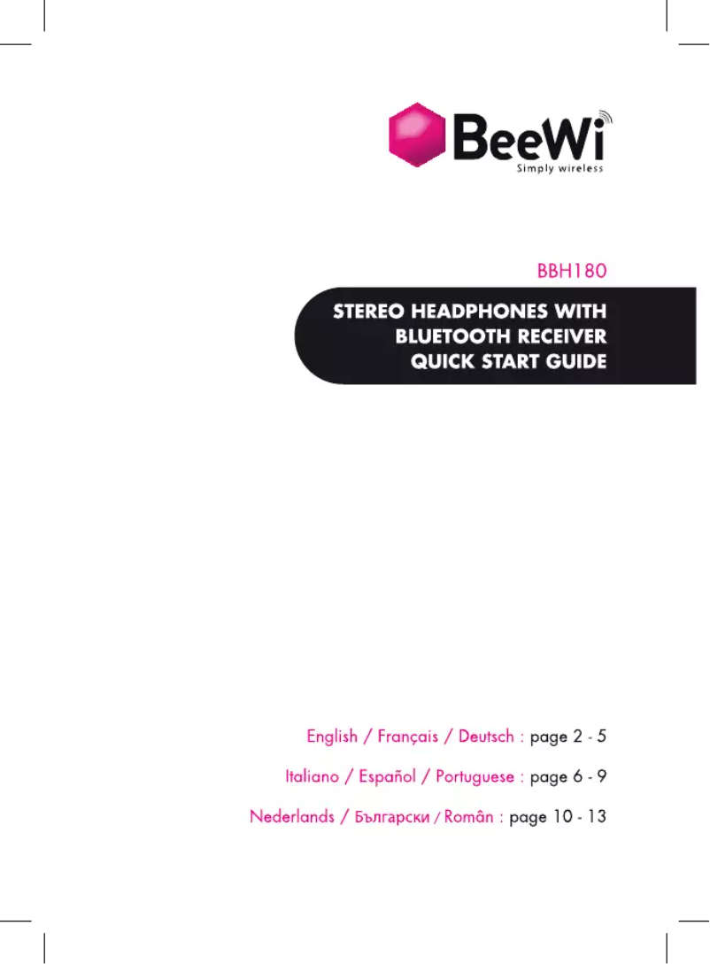 First page image of the manual for BBH180