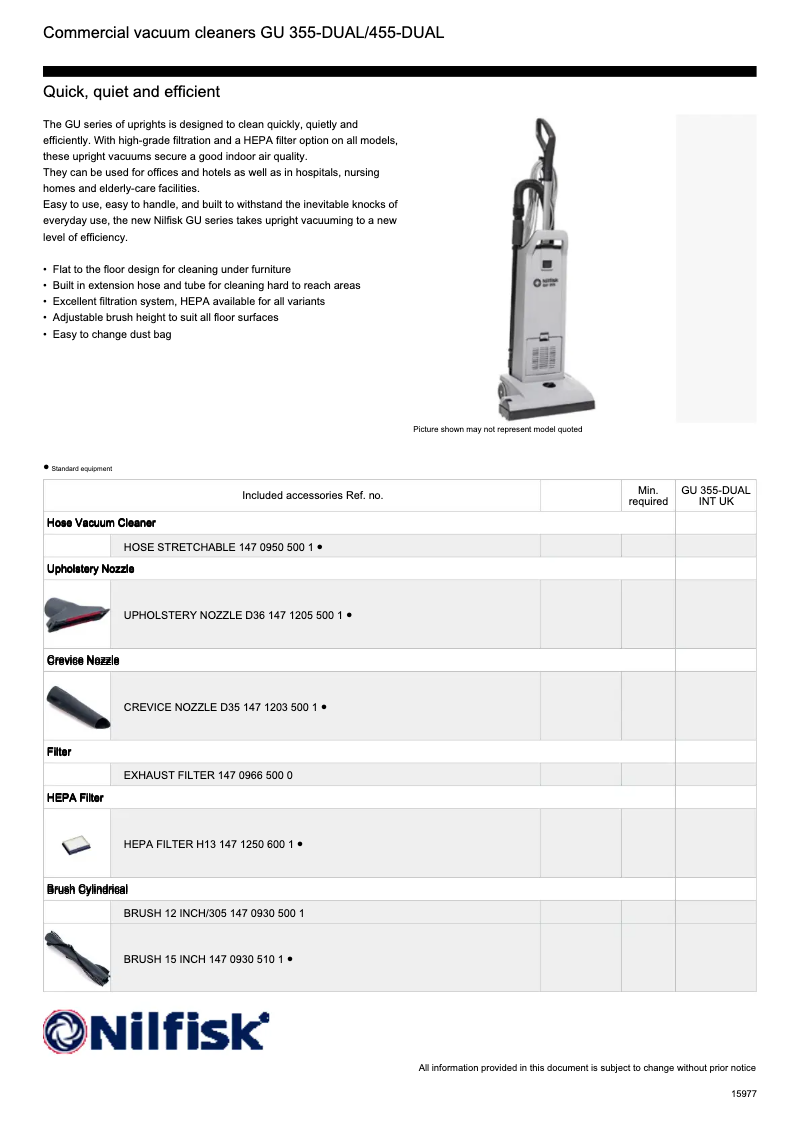 First page image of the manual for GU 355