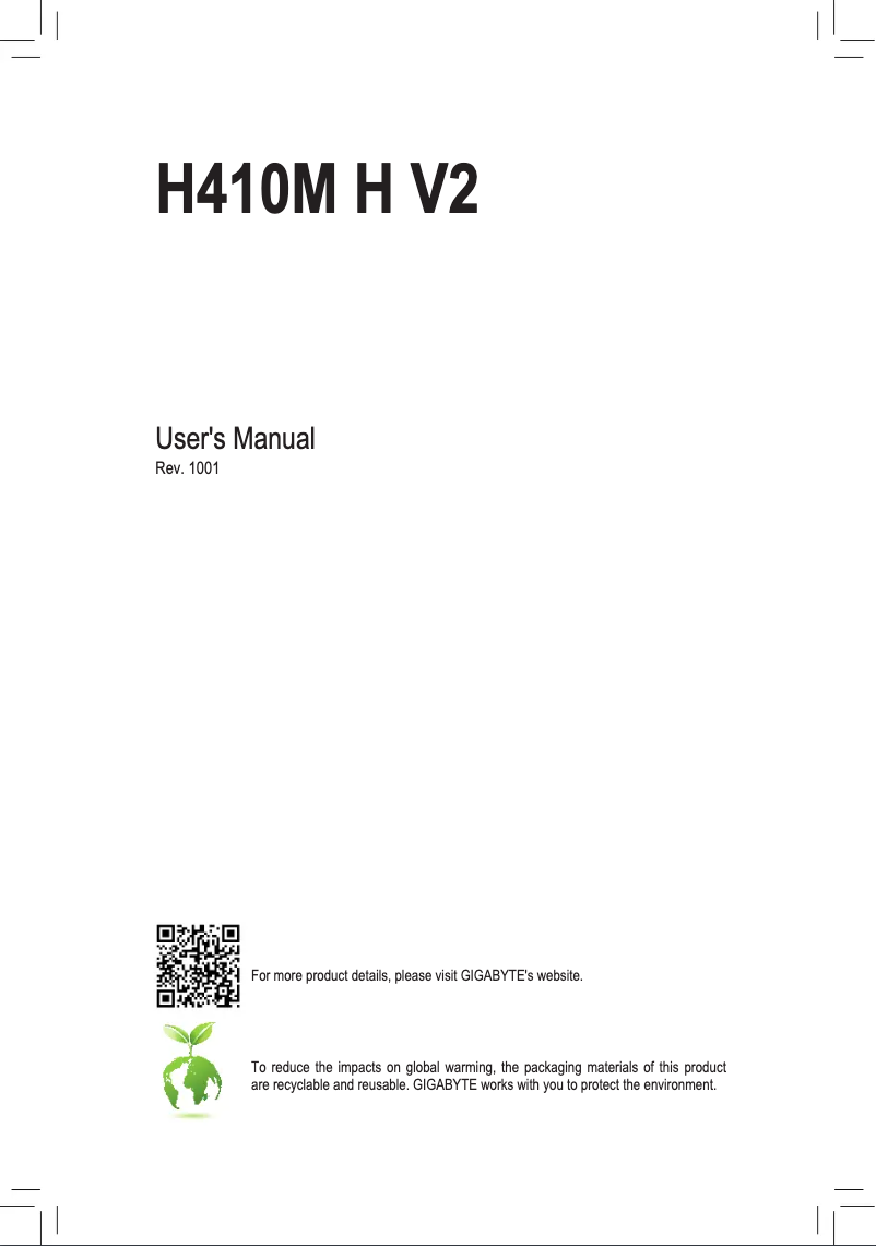 Page 1 of the manual User Manual Gigabyte H410M H V2