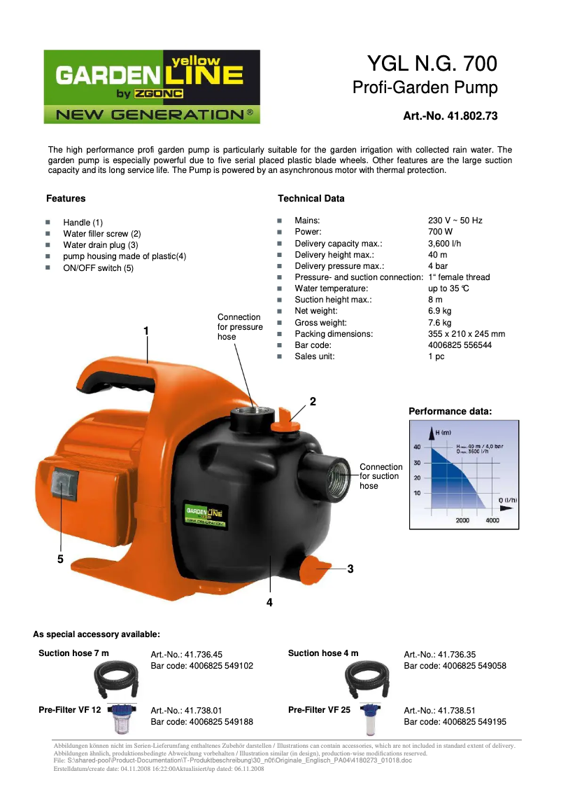 First page image of the manual for YGL N.G. 700