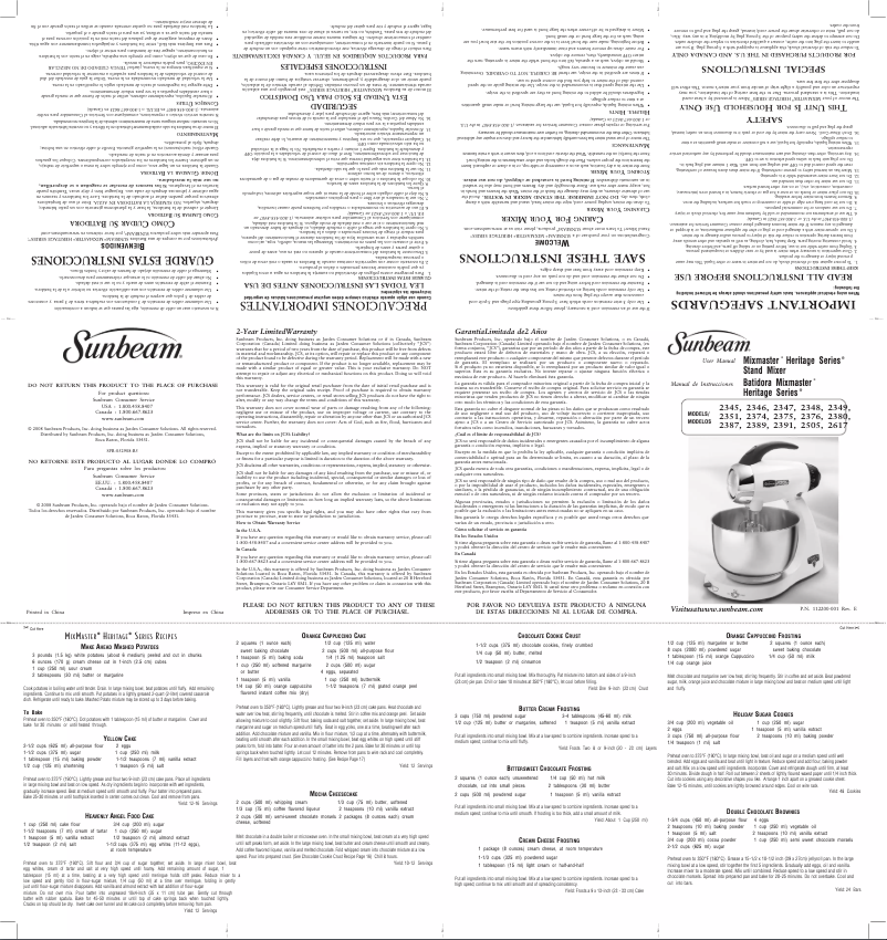 First page image of the manual for MixMaster 2376