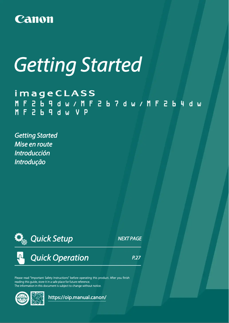 Page 1 of the manual User Manual Canon ImageCLASS MF267dw