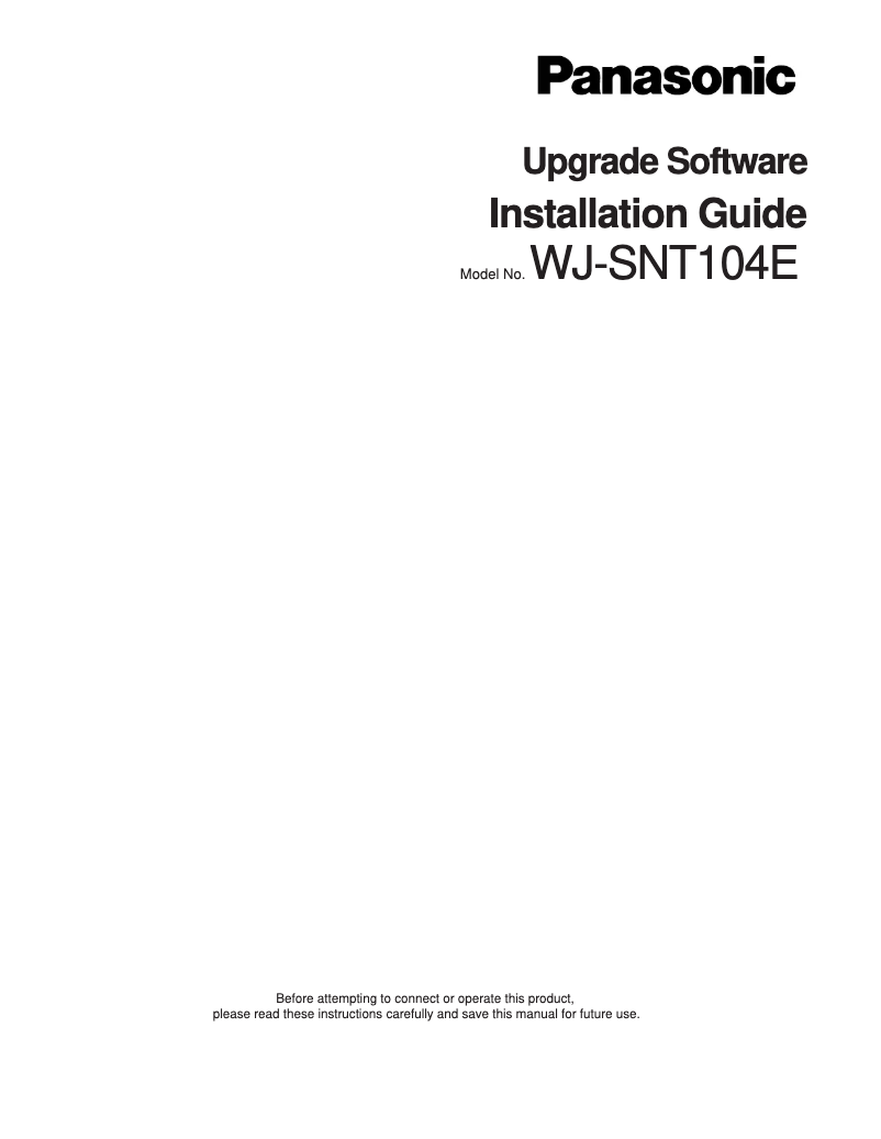 Page 1 of the manual User Manual Panasonic WJ-NT104