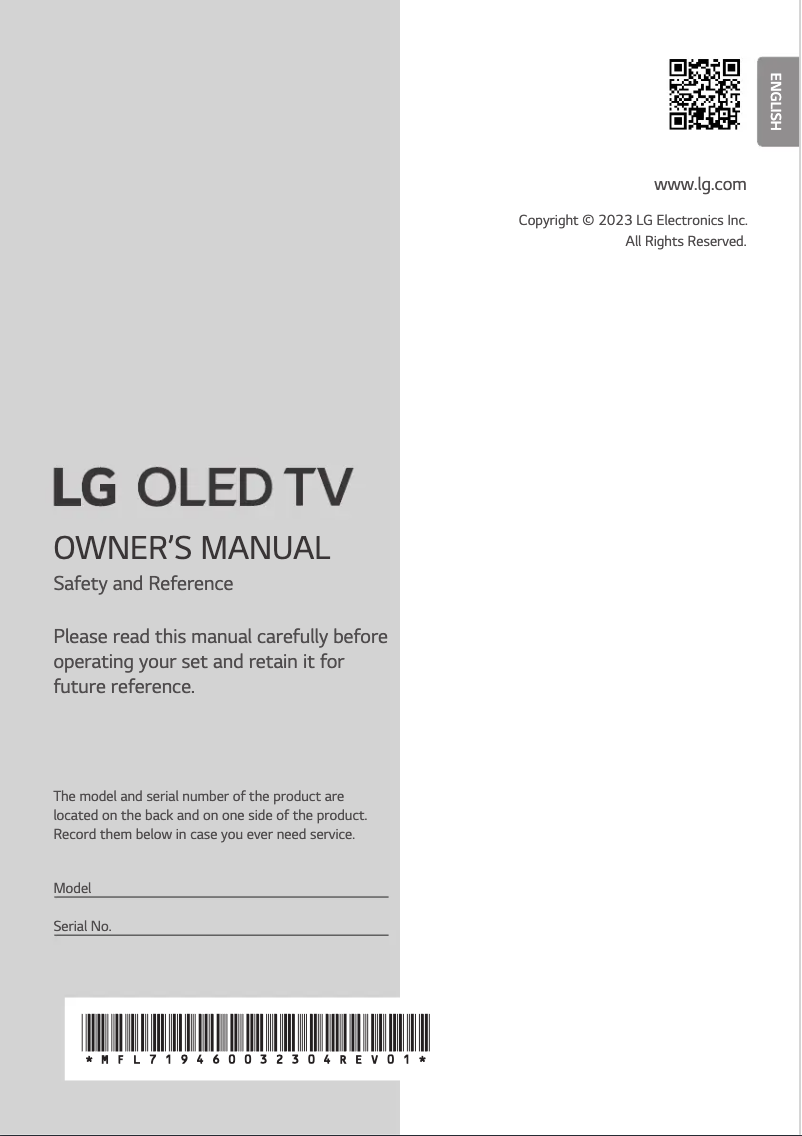 Page 1 of the manual User Manual LG OLED65G45LW