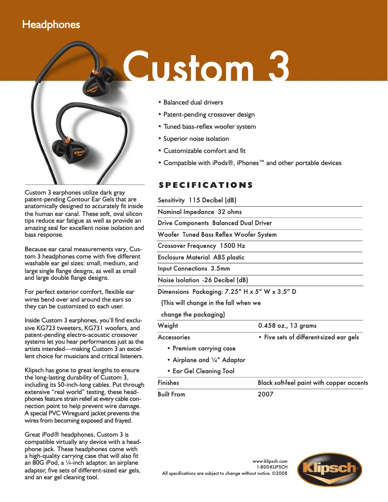 First page image of the manual for Custom 3