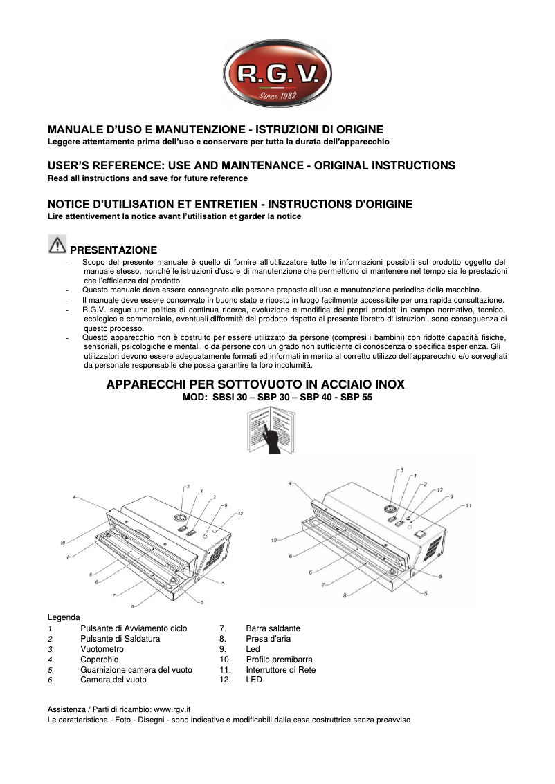 Image de la première page du manuel de l'appareil SBSI 30
