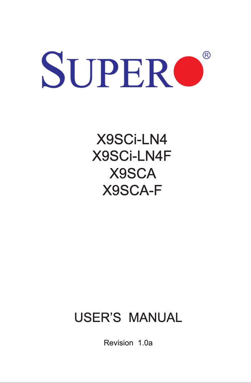Page 1 of the manual User Manual Supermicro X9SCi-LN4