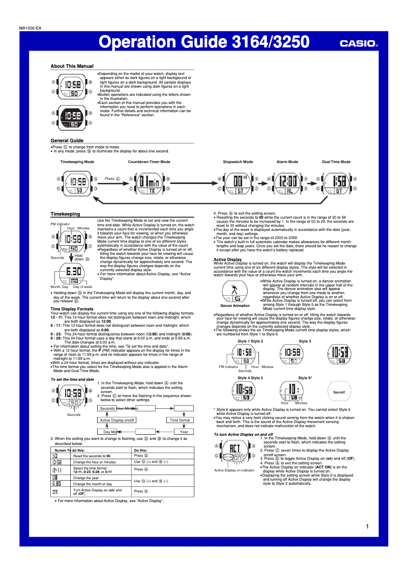 Page 1 of the manual User Manual Casio BGD-100-1BER