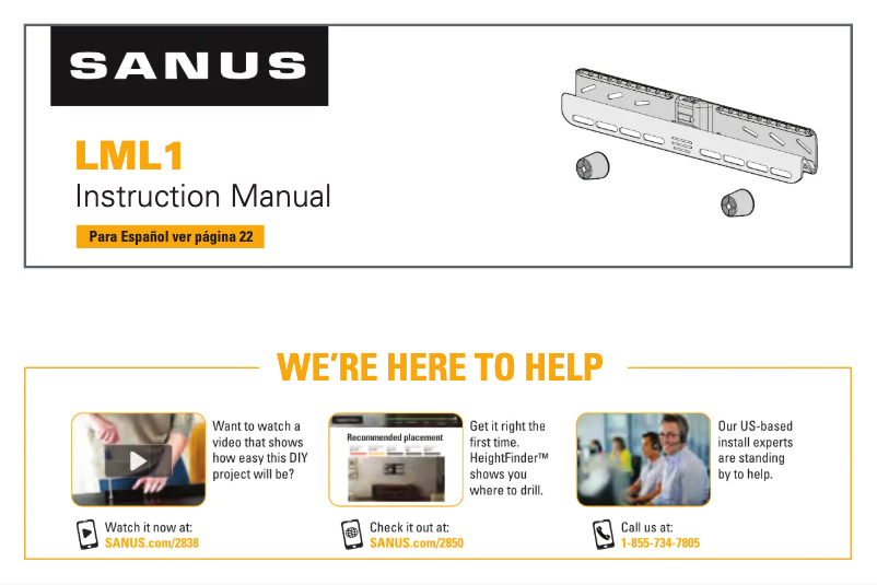 Page 1 of the manual User Manual Sanus LML1