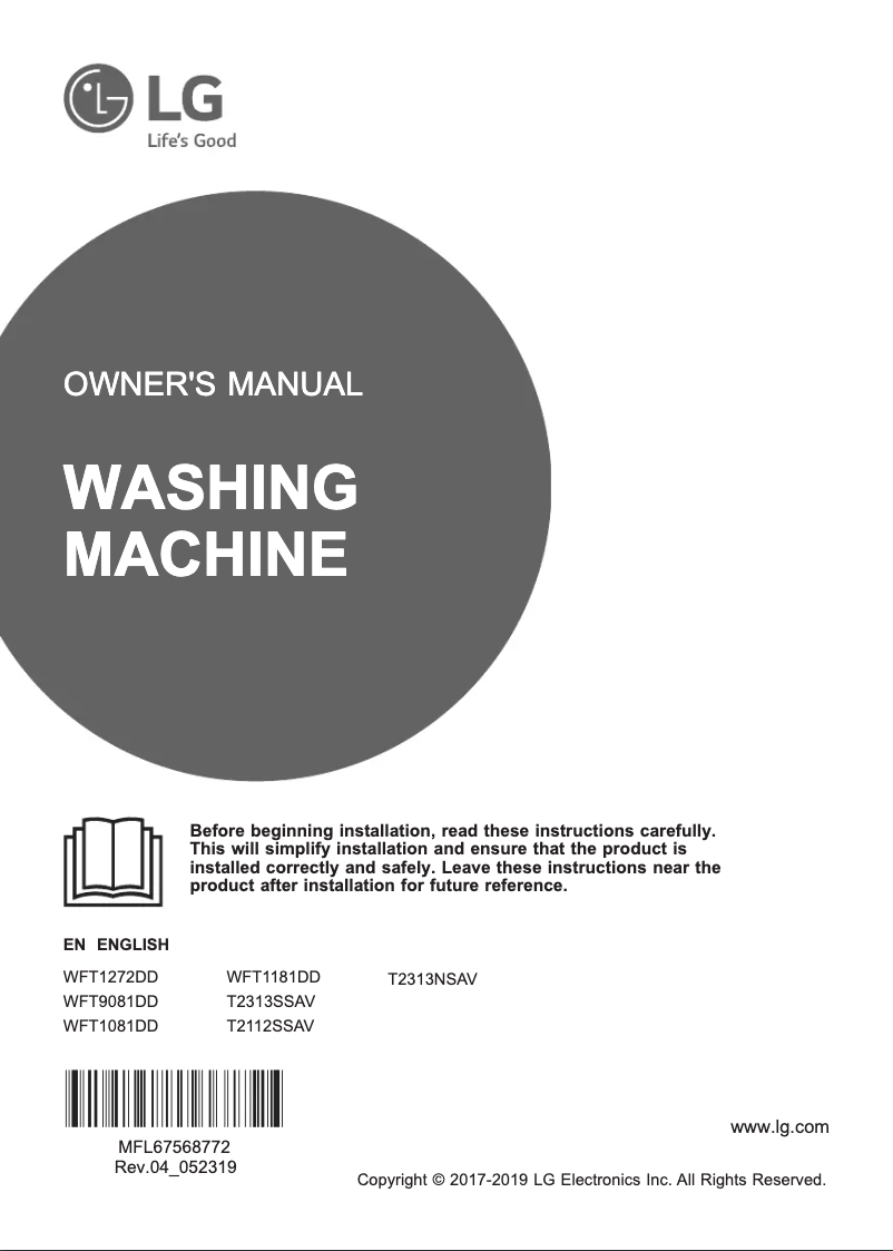 Page 1 of the manual User Manual LG WFT1272DD