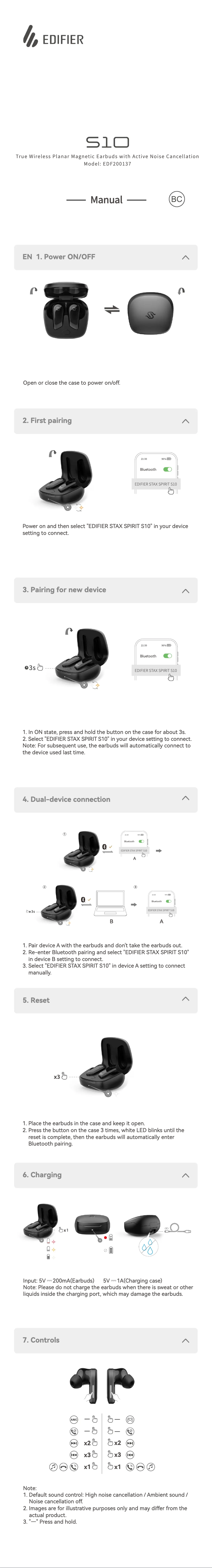 Page 1 of the manual User Manual Edifier STAX SPIRIT S10