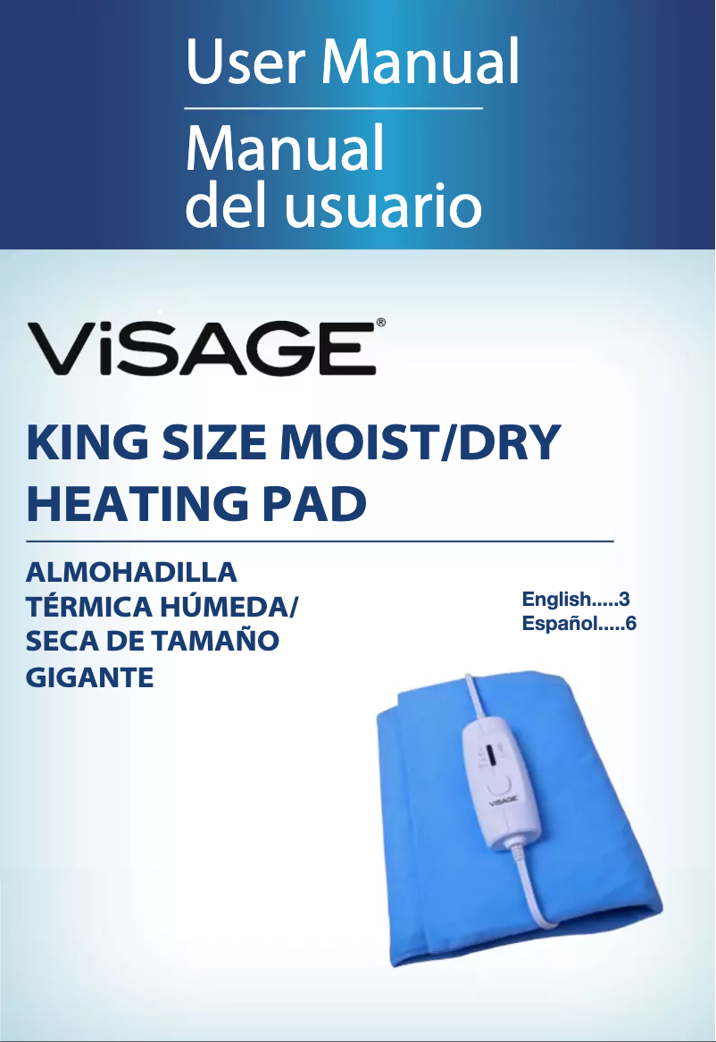 Page 1 of the manual User Manual Visage King Size Heating Pad JY6101