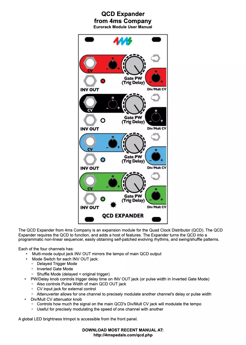 First page image of the manual for QCD Expander